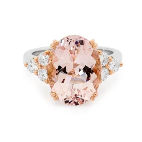 18ct White Gold, Diamond and Morganite Ring