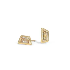 18K Trapezoid Diamond Stud Earrings