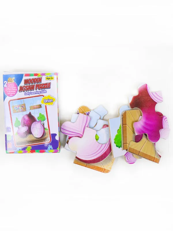 2 in 1 Wooden Jigsaw Puzzle Onion   Rose