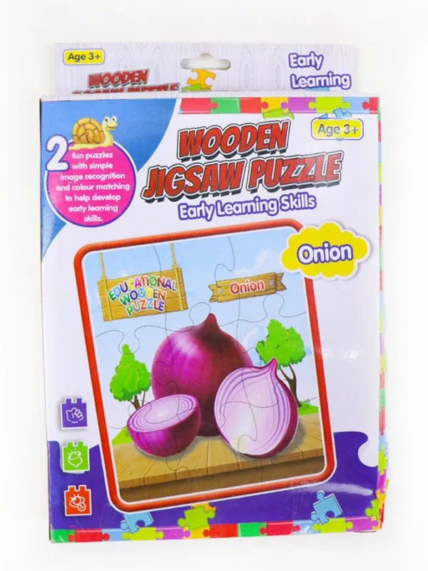 2 in 1 Wooden Jigsaw Puzzle Onion   Rose