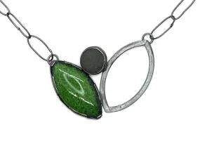 2 Leaf Rock and Enamel Necklace