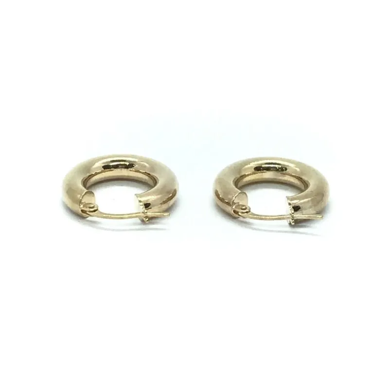 9ct Yellow Gold 18mm Round Tube Hinged Hoop Earrings LJ8037