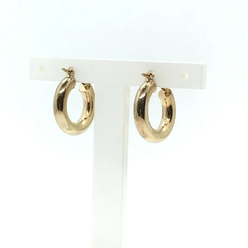 9ct Yellow Gold 18mm Round Tube Hinged Hoop Earrings LJ8037