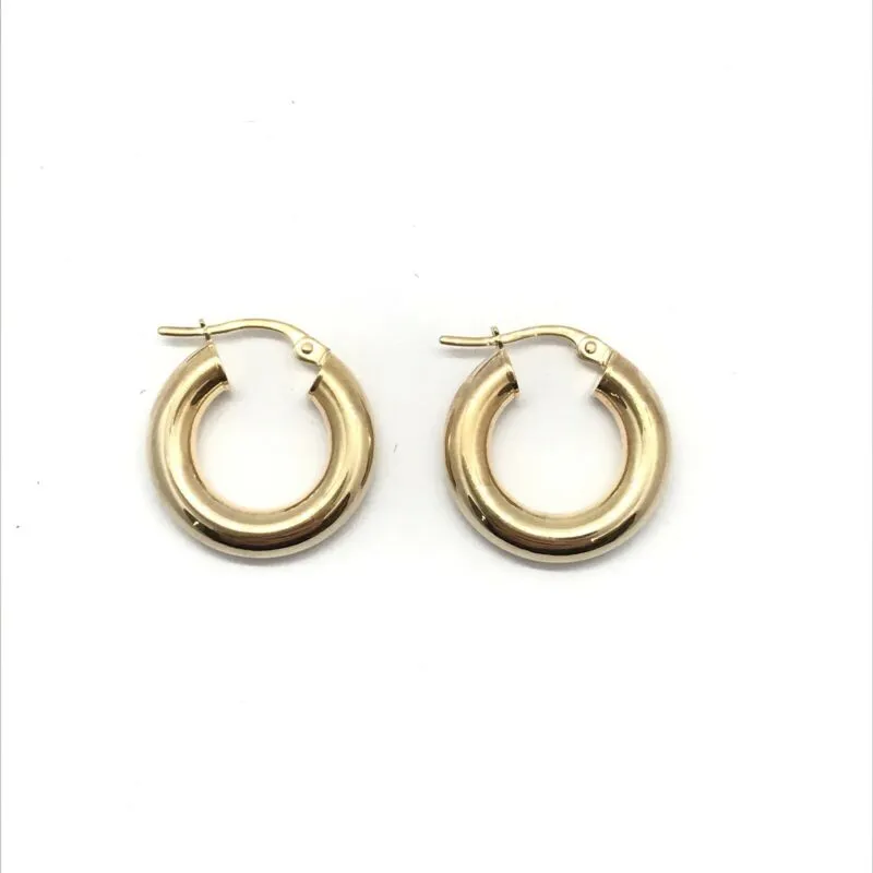 9ct Yellow Gold 18mm Round Tube Hinged Hoop Earrings LJ8037