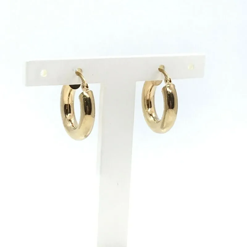 9ct Yellow Gold 18mm Round Tube Hinged Hoop Earrings LJ8037