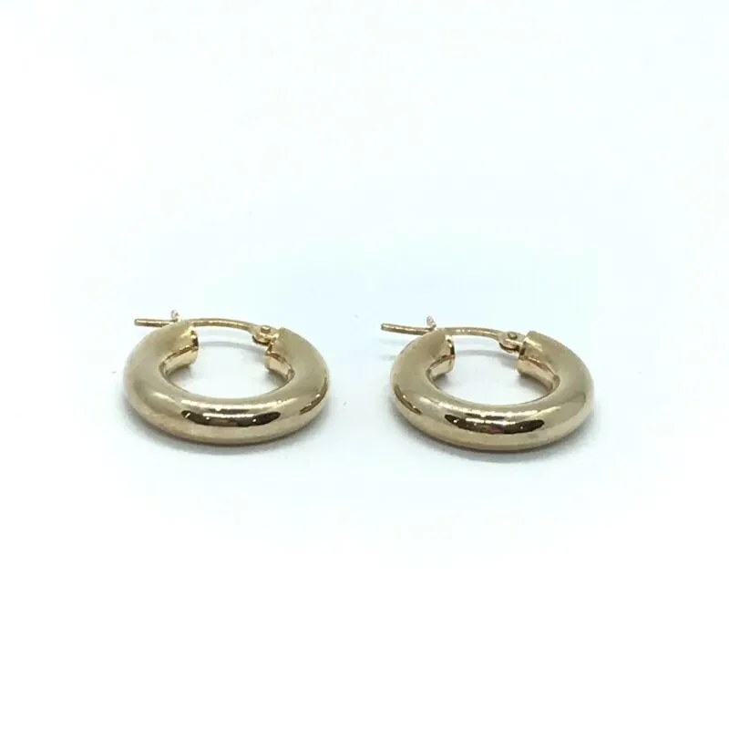 9ct Yellow Gold 18mm Round Tube Hinged Hoop Earrings LJ8037