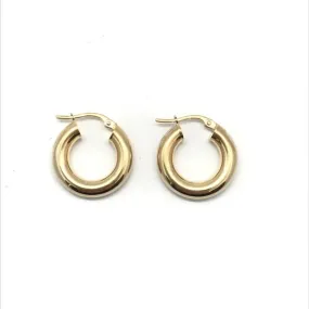 9ct Yellow Gold 18mm Round Tube Hinged Hoop Earrings LJ8037