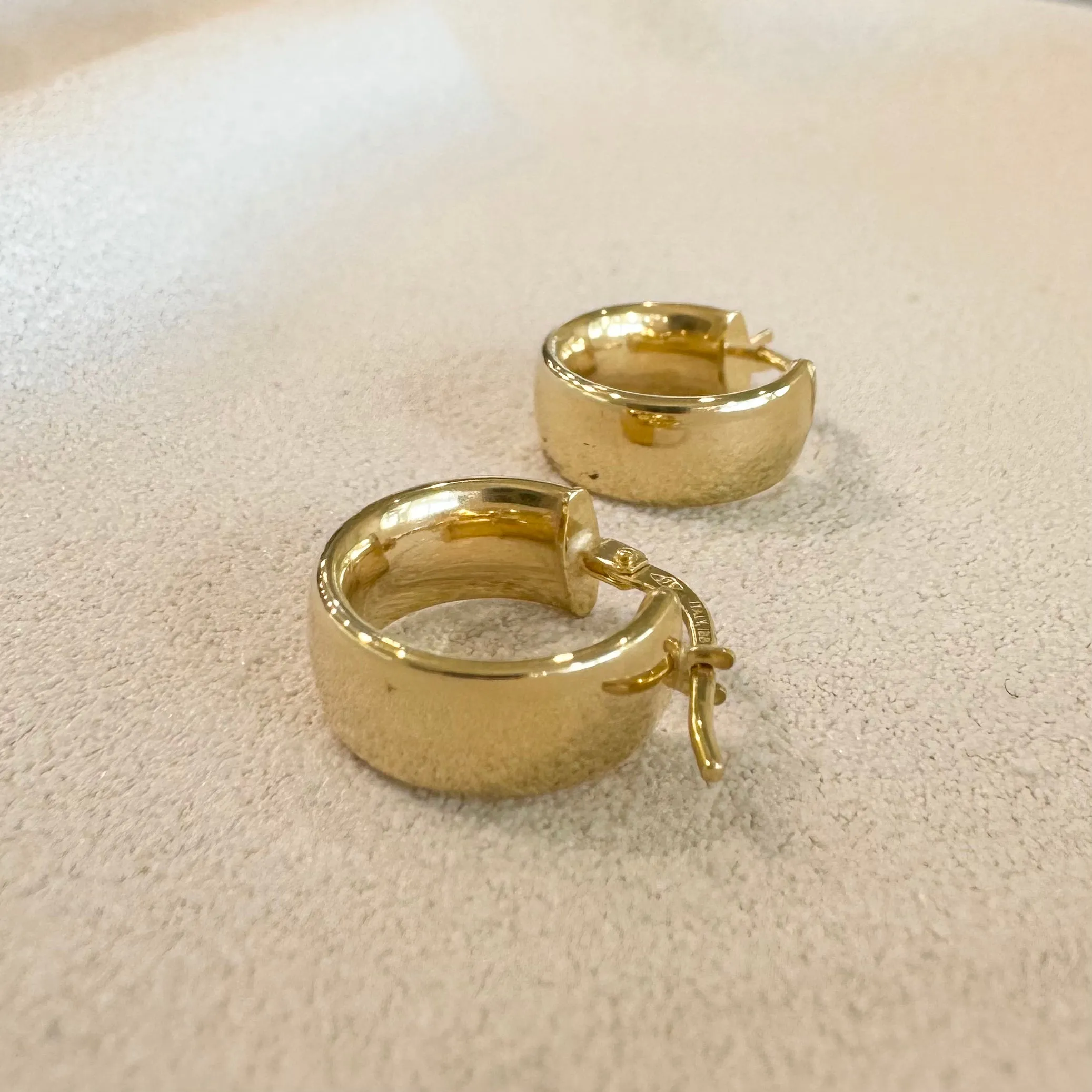 9ct Yellow Gold Chunky Flat Hoop Earrings