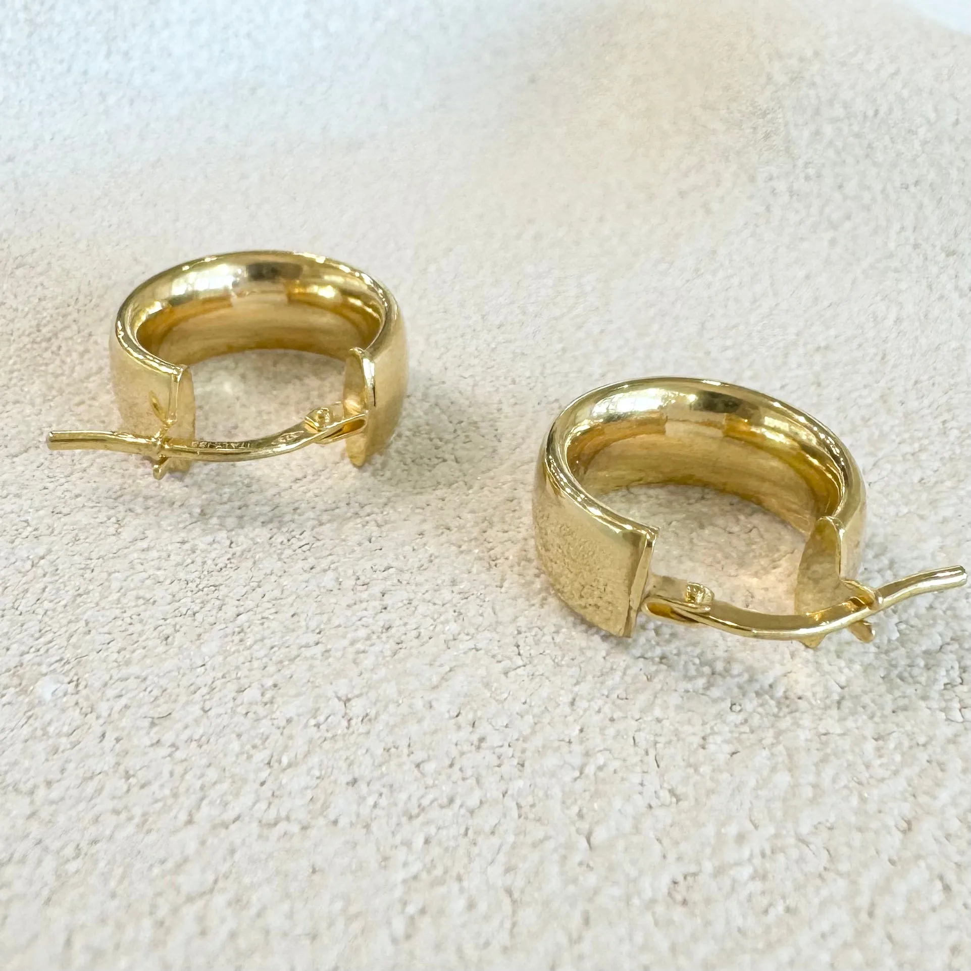 9ct Yellow Gold Chunky Flat Hoop Earrings