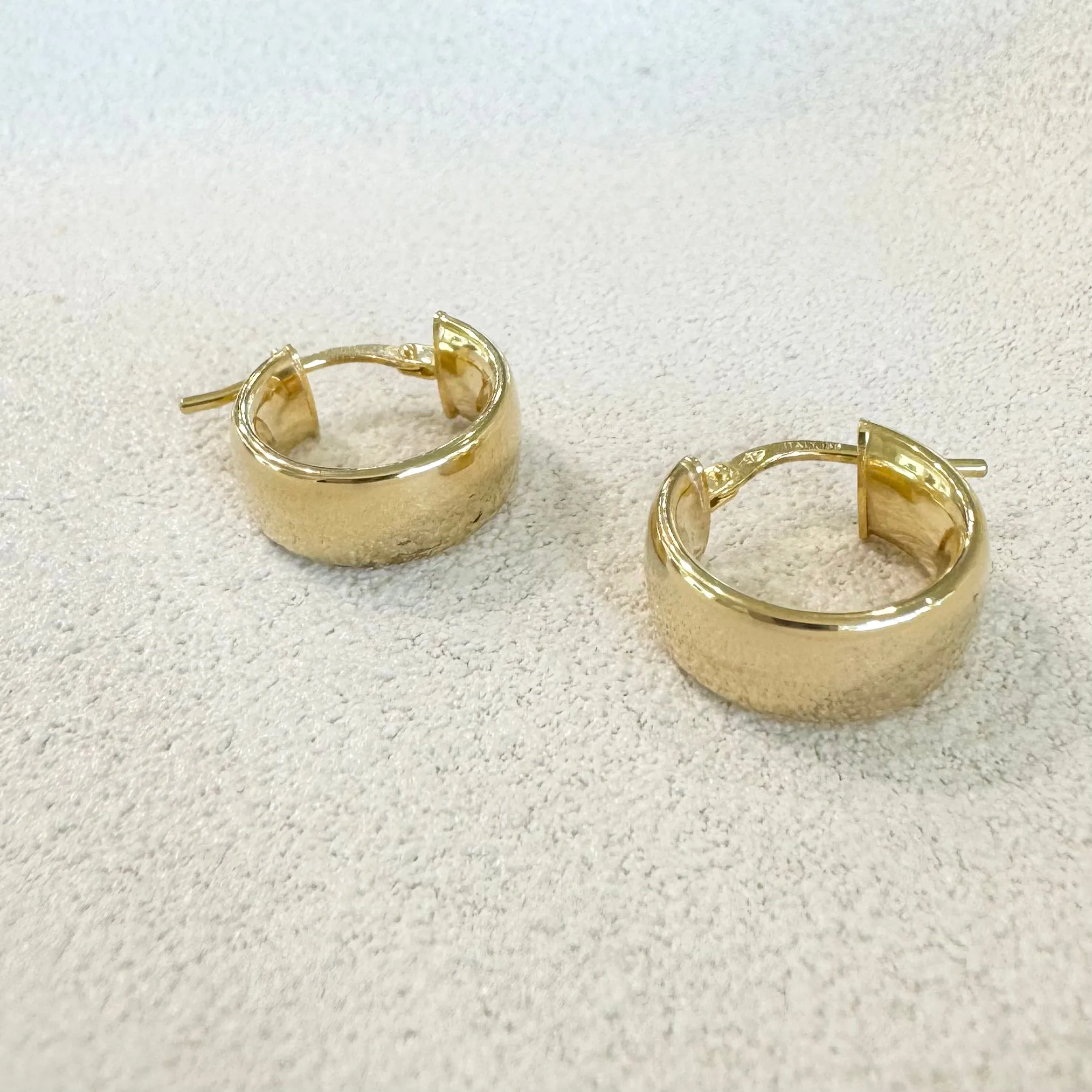 9ct Yellow Gold Chunky Flat Hoop Earrings