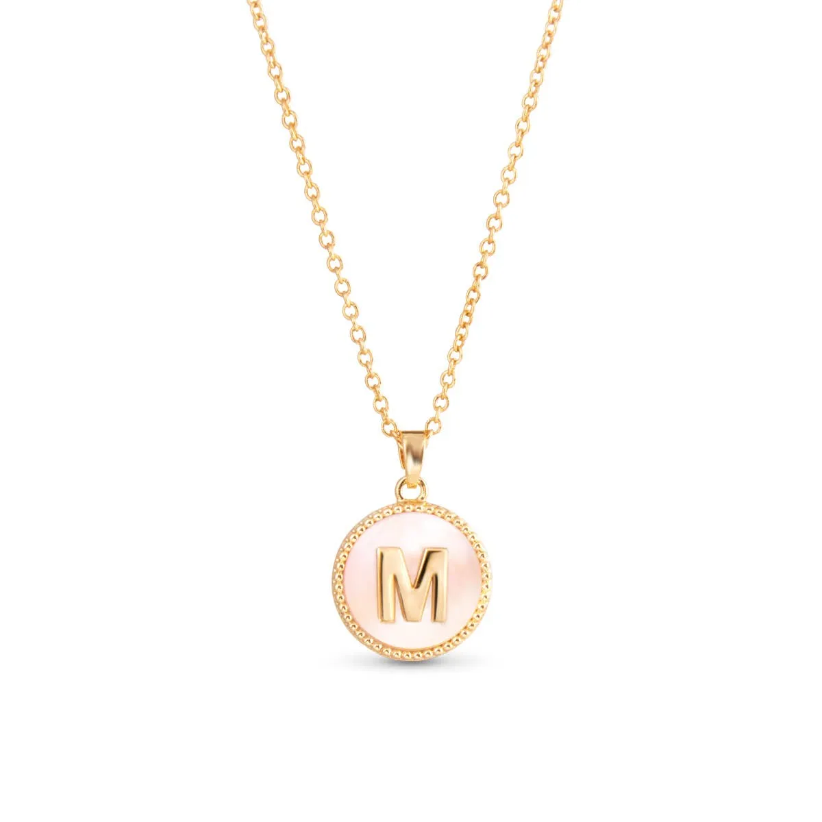 AMANDA BLU - GOLD MOTHER OF PEARL INITIAL NECKLACE - M - 18K GOLD DIPPED