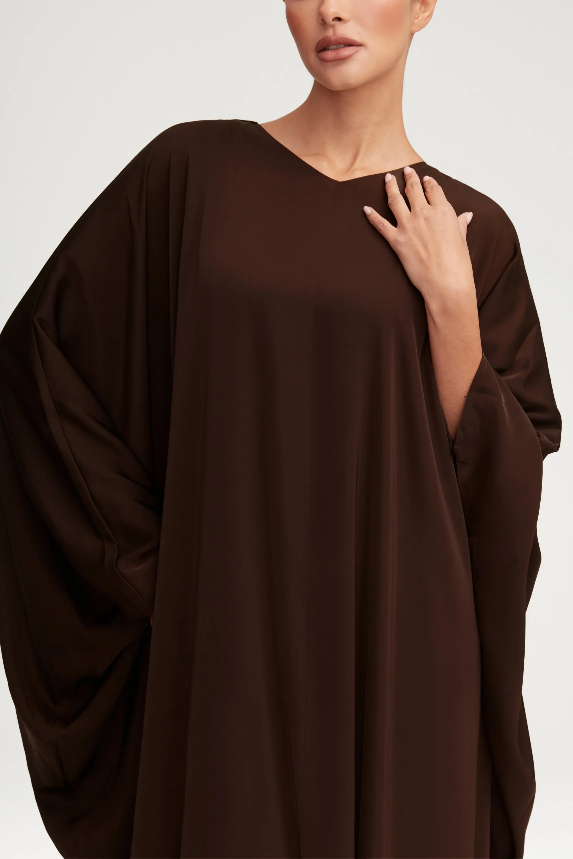 Anisa Satin Kaftan - Espresso