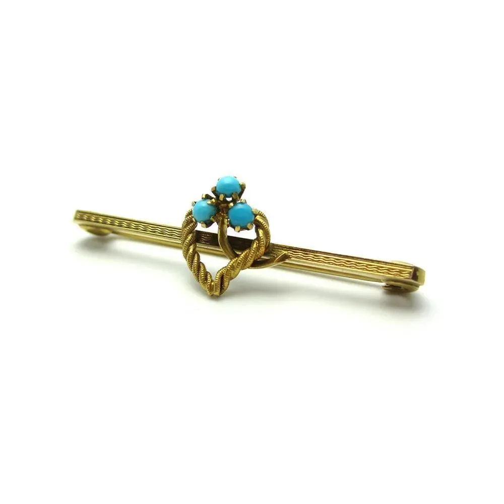 Antique Victorian (1837-1901) Gold Heart Bar Brooch