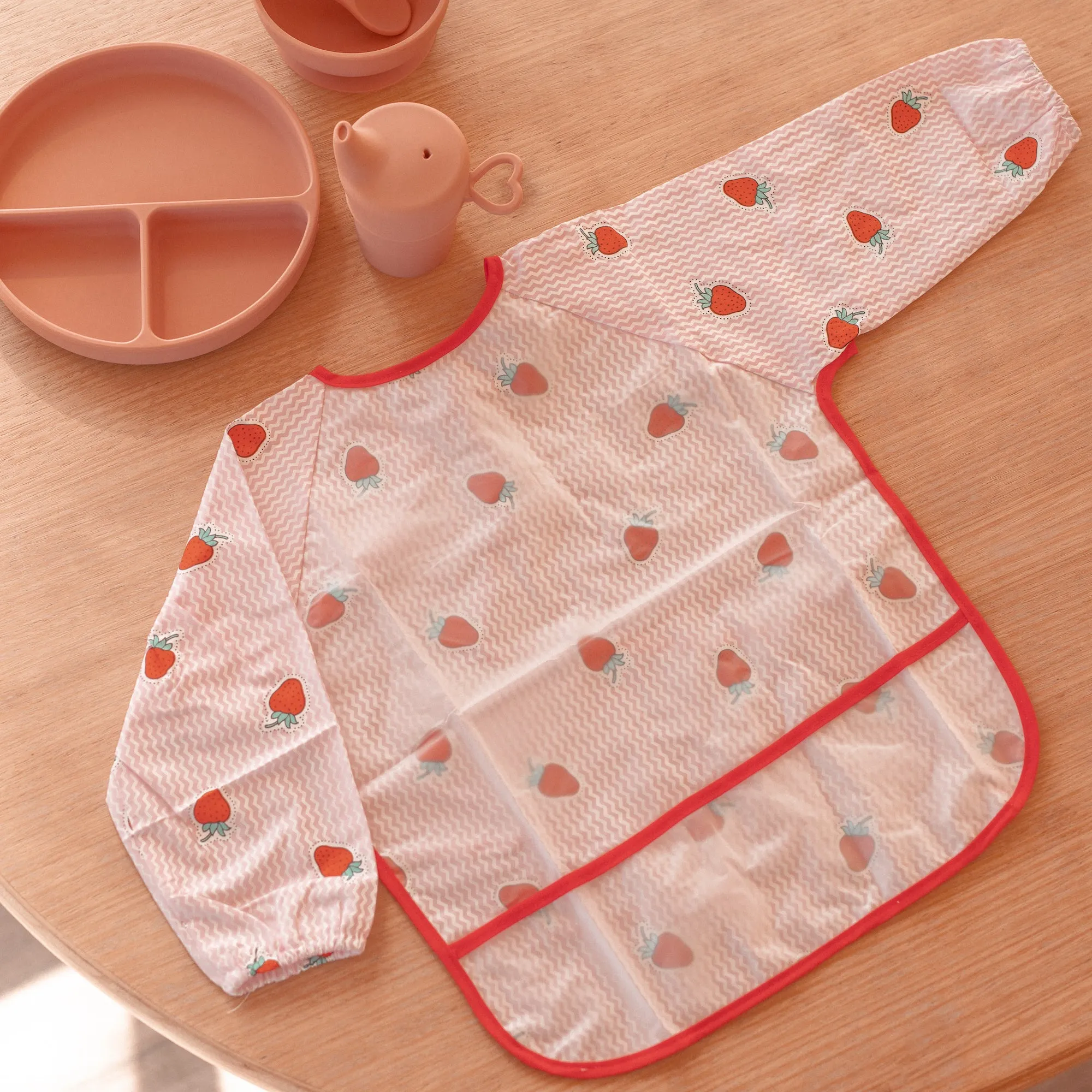 Baby Long Sleeve Apron Smock Bib Pink Woodlands