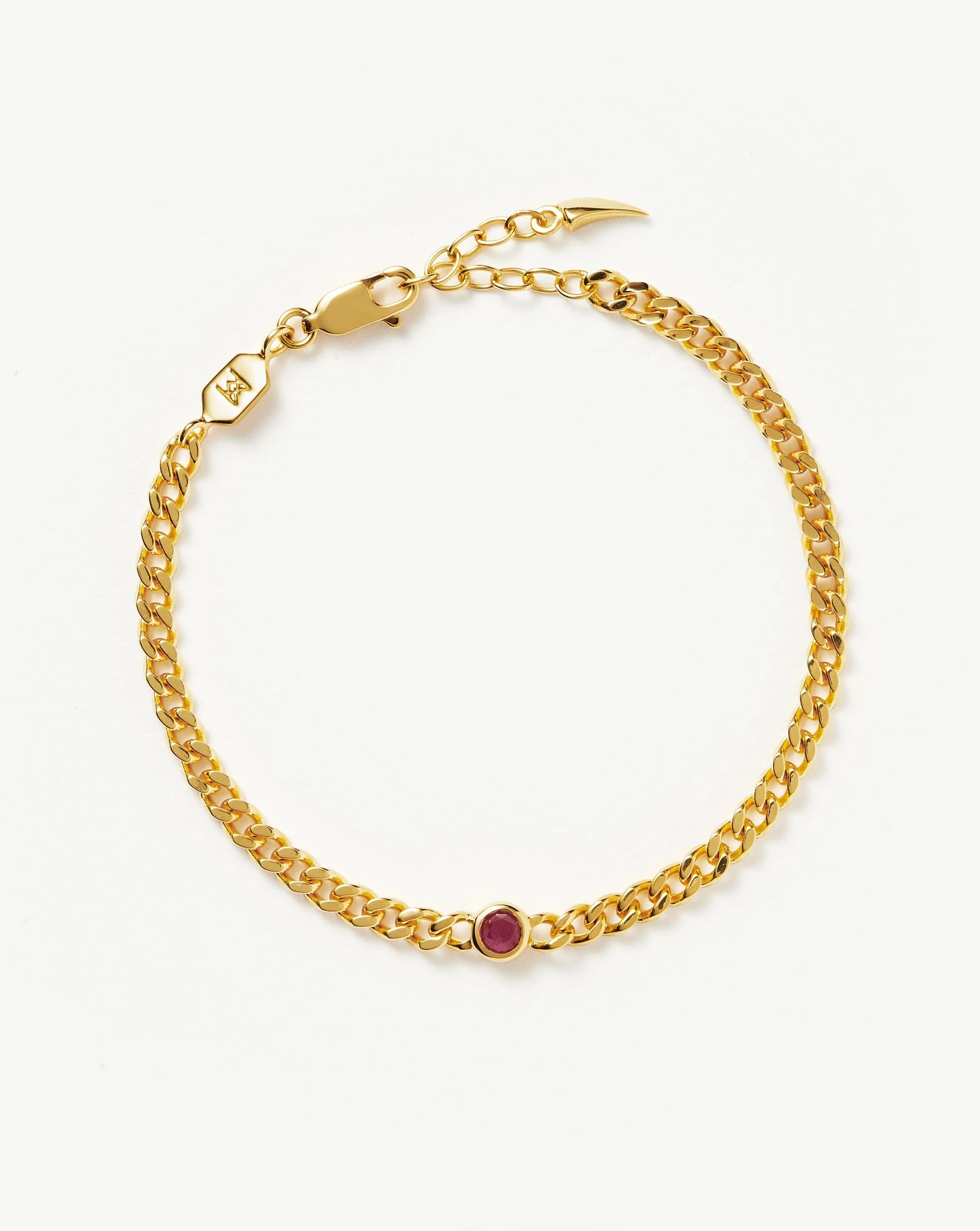 Birthstone Chain Bracelet - July | 18ct Gold Plated Vermeil/Ruby