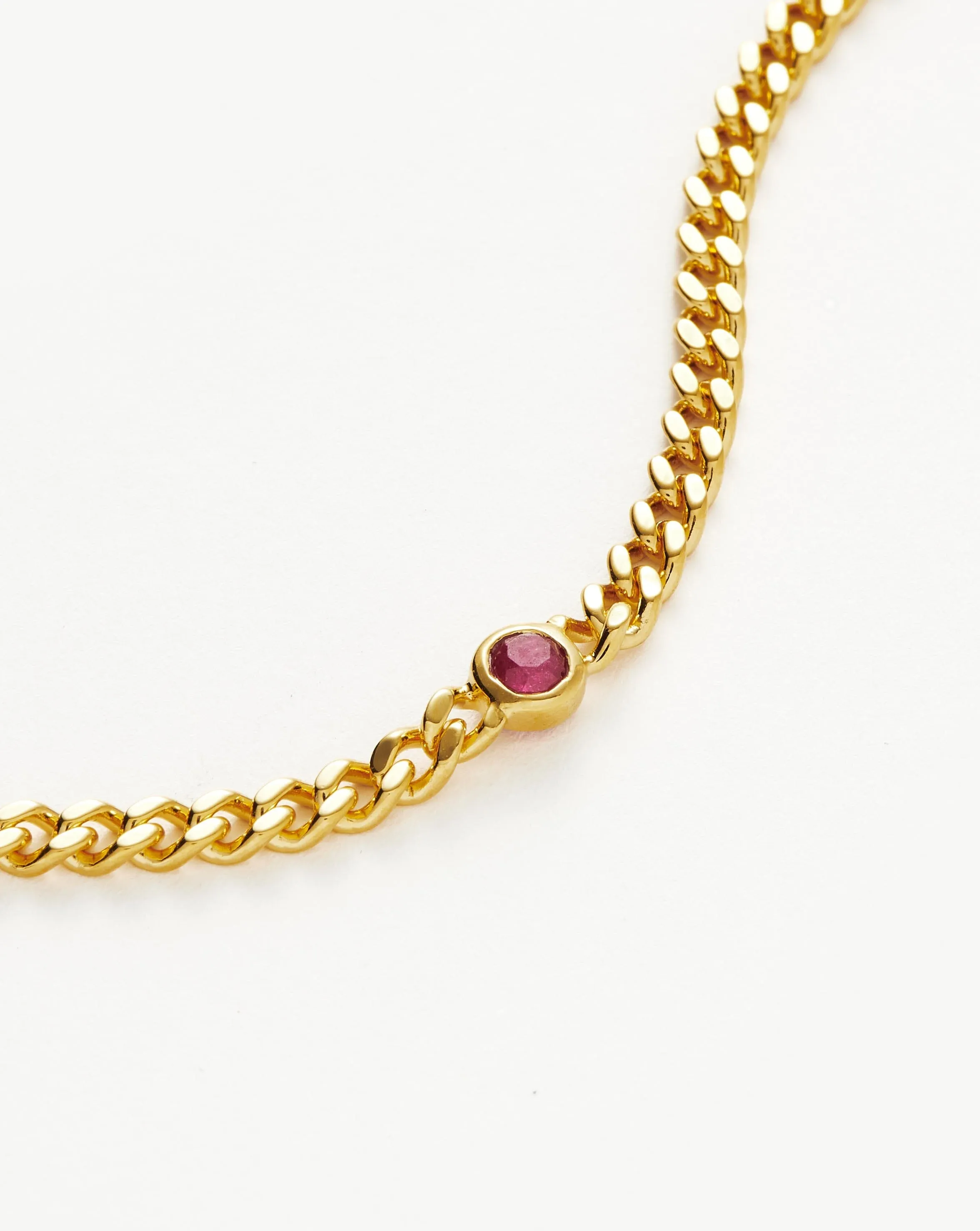 Birthstone Chain Bracelet - July | 18ct Gold Plated Vermeil/Ruby