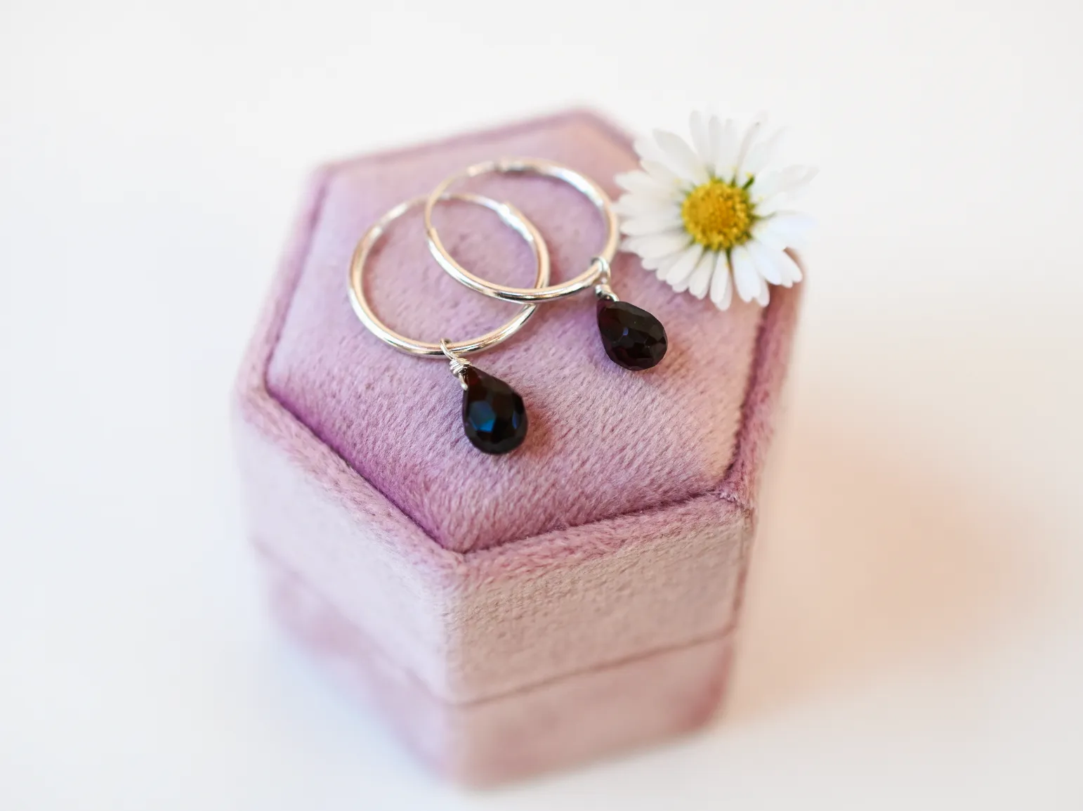 Bohemian Birthstone - January - Garnet Hoops