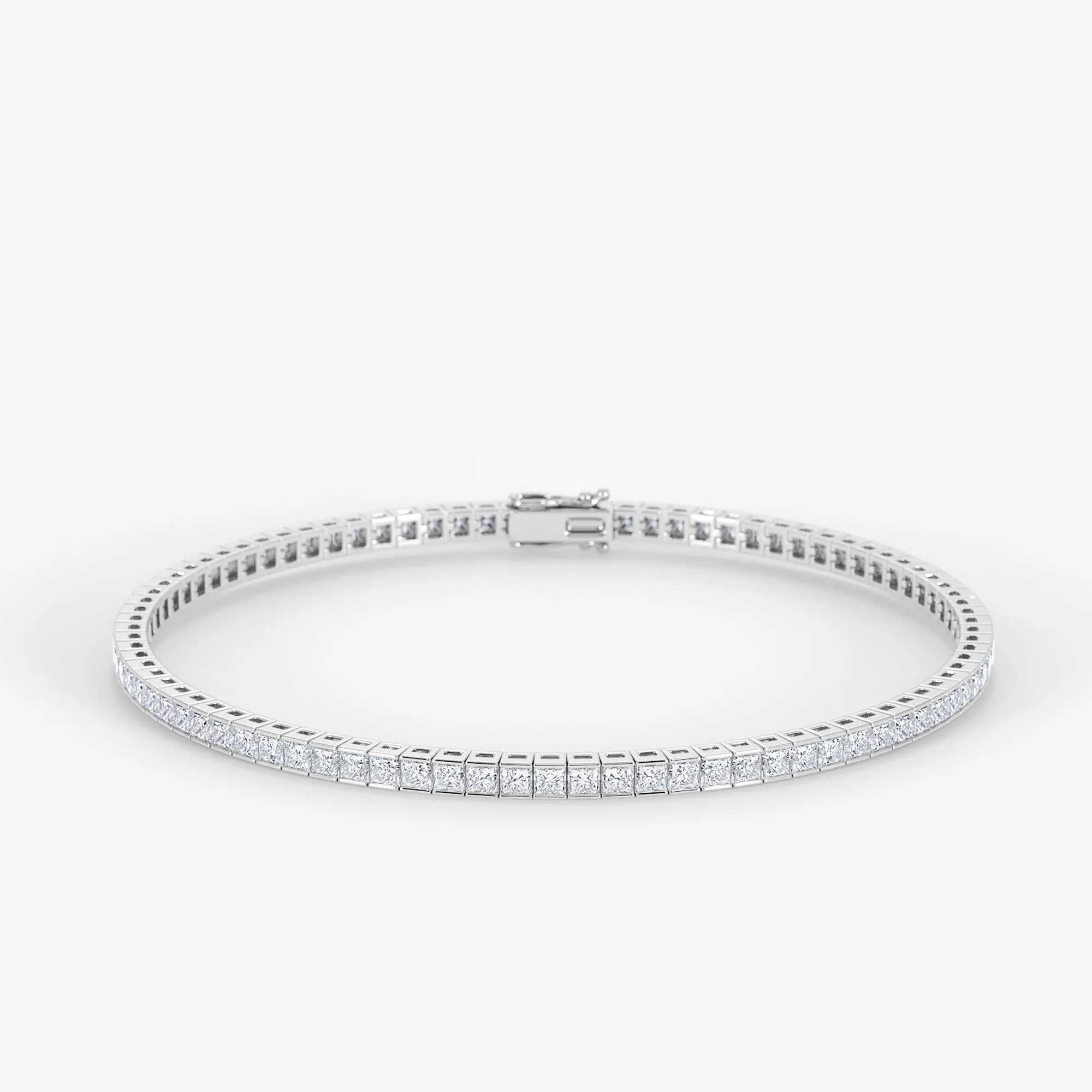 Channel Set Diamond Tennis Bracelet 18K White Gold