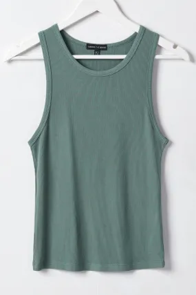 Charming Sea Green Rib Cut Away Tank