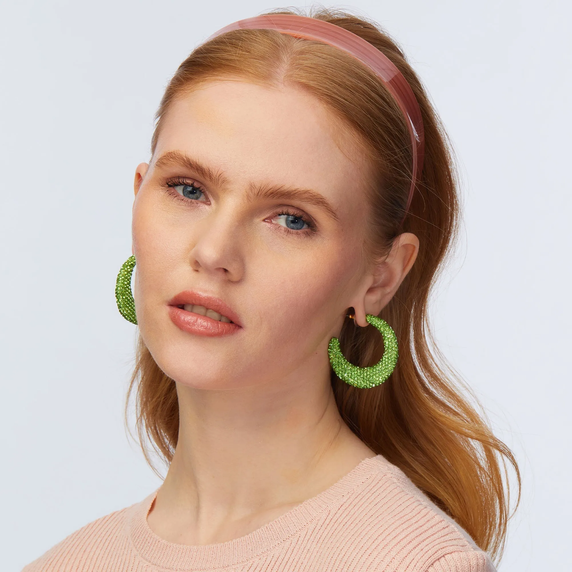 CHARTREUSE ARCHER PAVE HOOP EARRINGS