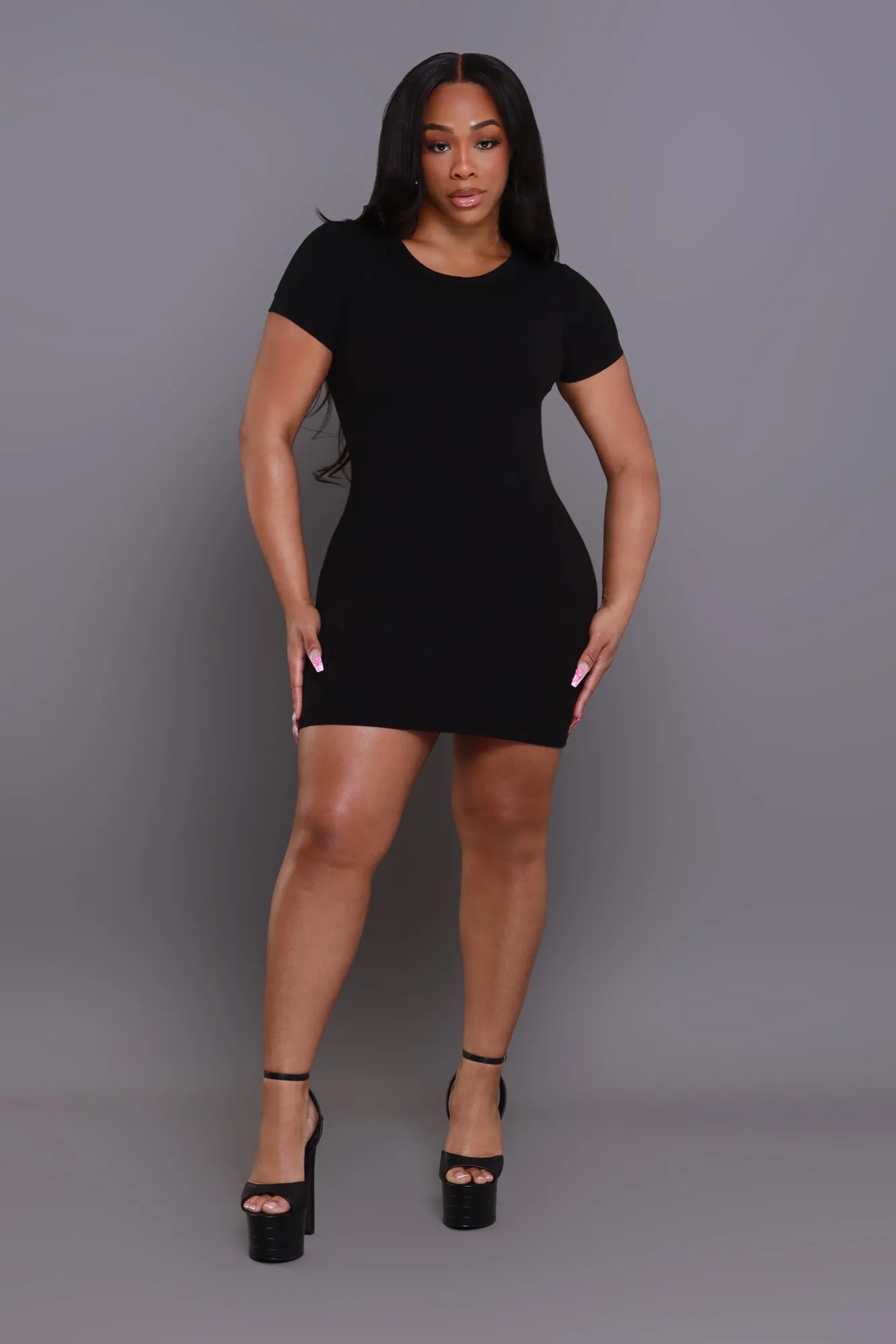 Coffee Date Short Sleeve Mini Dress - Black