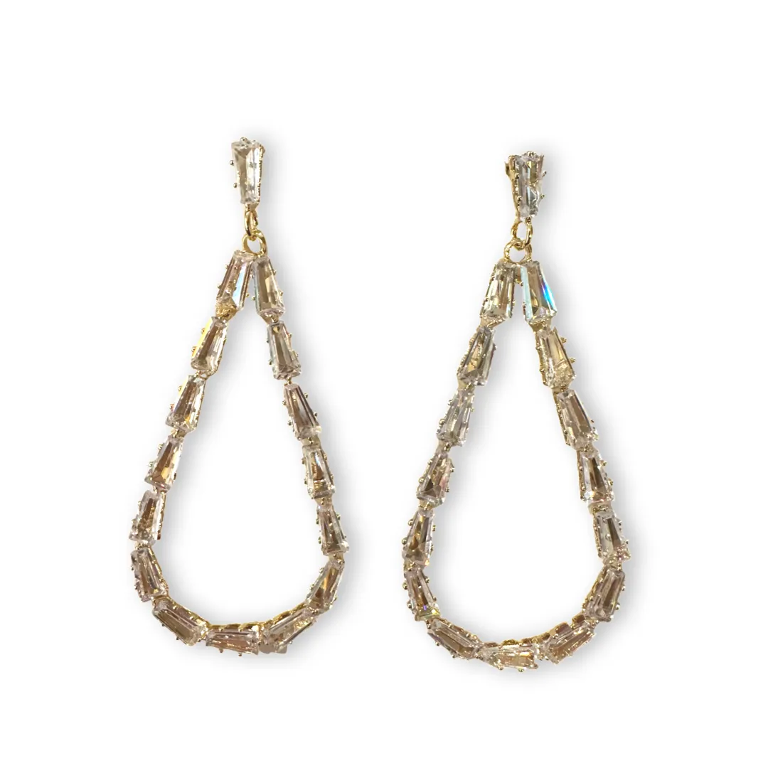 Crysta Baguette Teardrop Statement Earrings