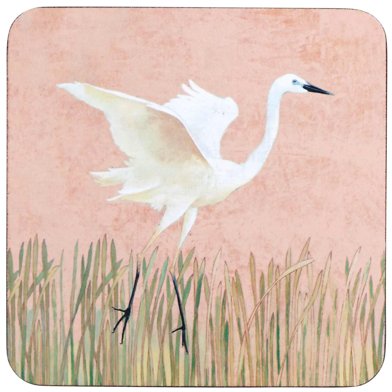 Egret Square Art Coasters - Set of 4