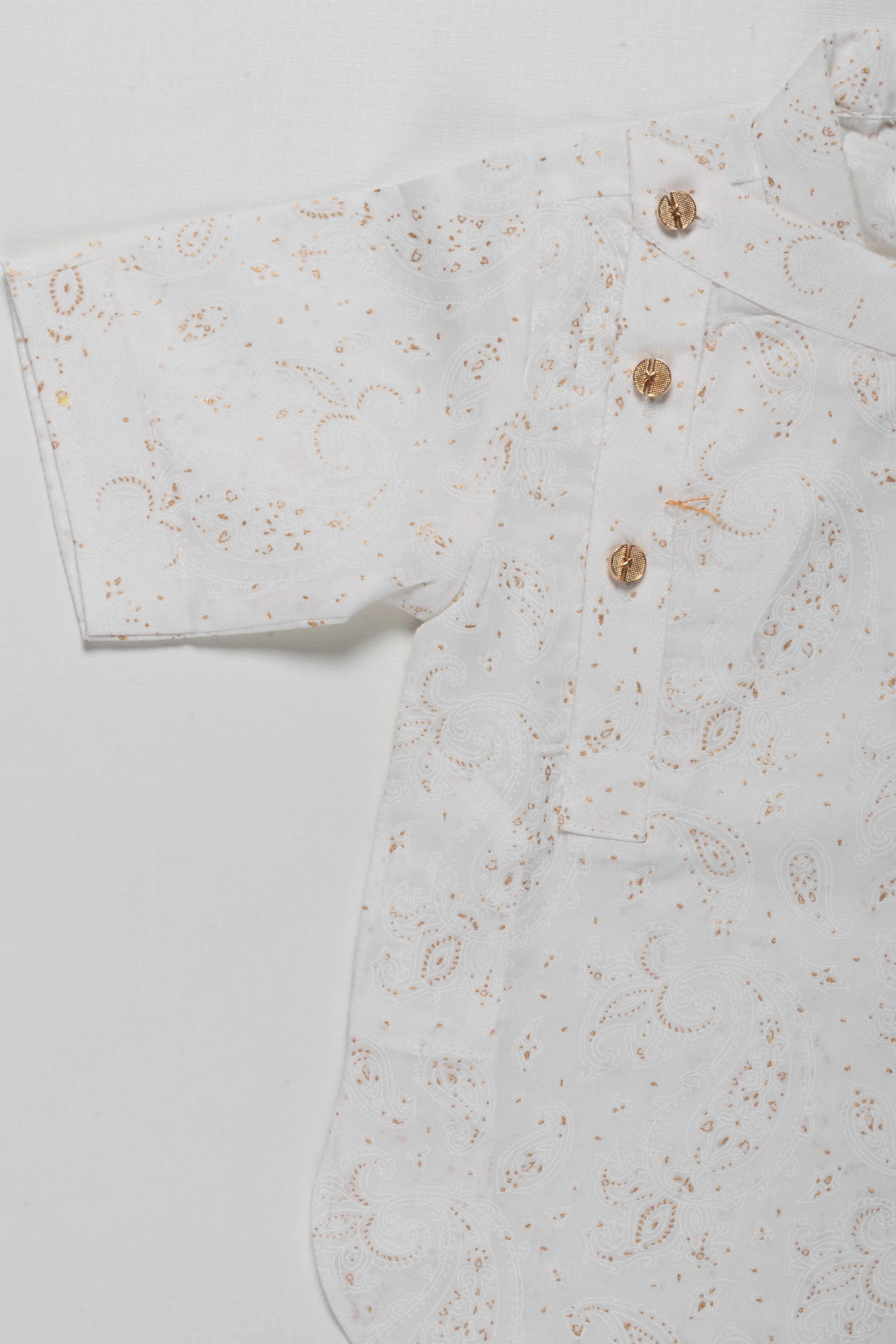 Elegant White Boys Kurta Shirt with Paisley Print - Perfect for Special Occasions