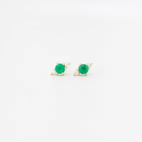 Emerald and Diamond Trio Studs