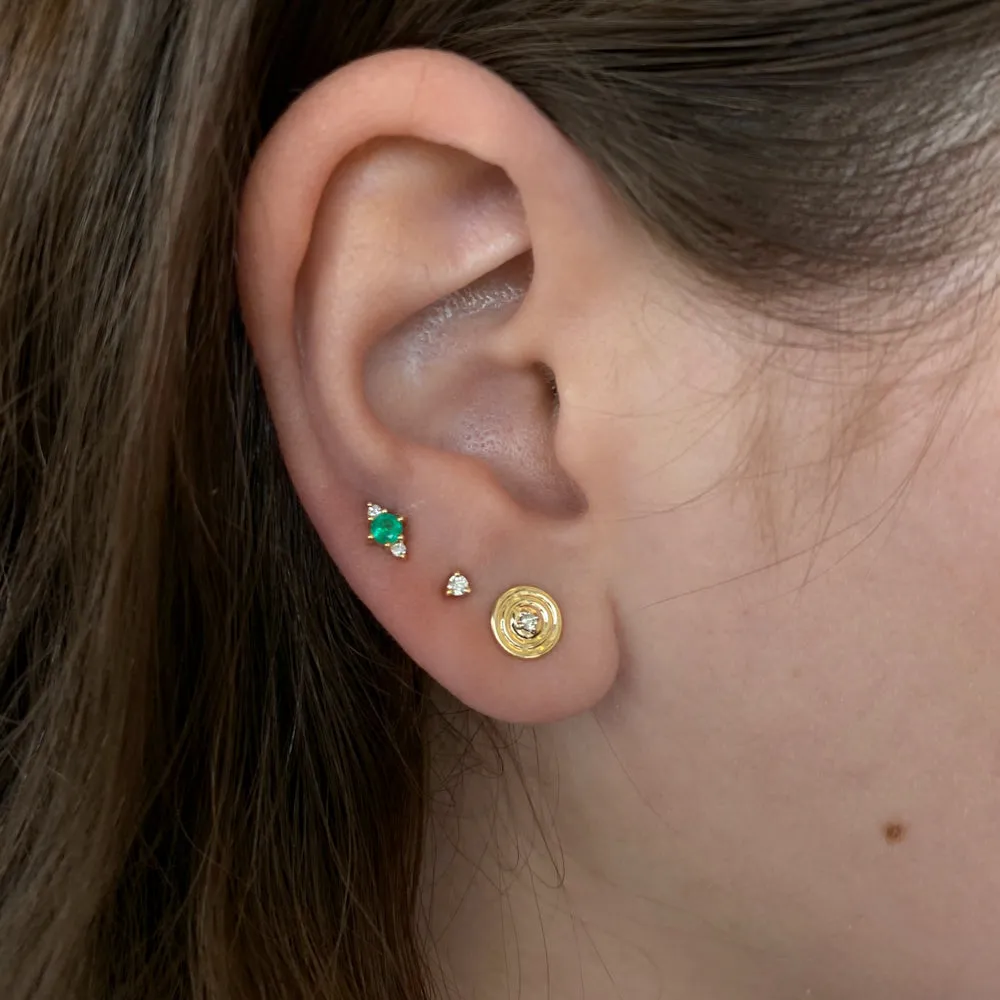 Emerald and Diamond Trio Studs