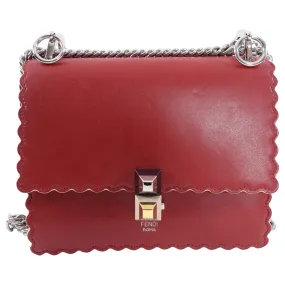 Fendi Dark Red Leather Kan 1 Shoulder Bag