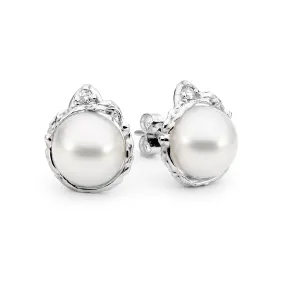 Freeform gold pearl stud earrings