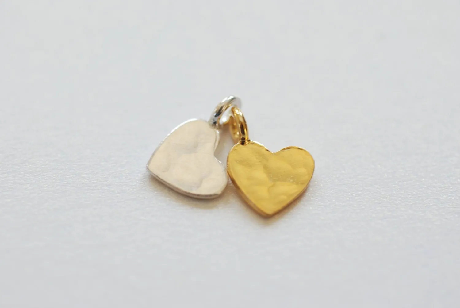 Gold Hammered Wholesale Heart Vermeil Charm- 18k gold plated Sterling Silver, Stamping Blank Heart Charm Pendant, Heart Blanks, Hammered Heart, 43