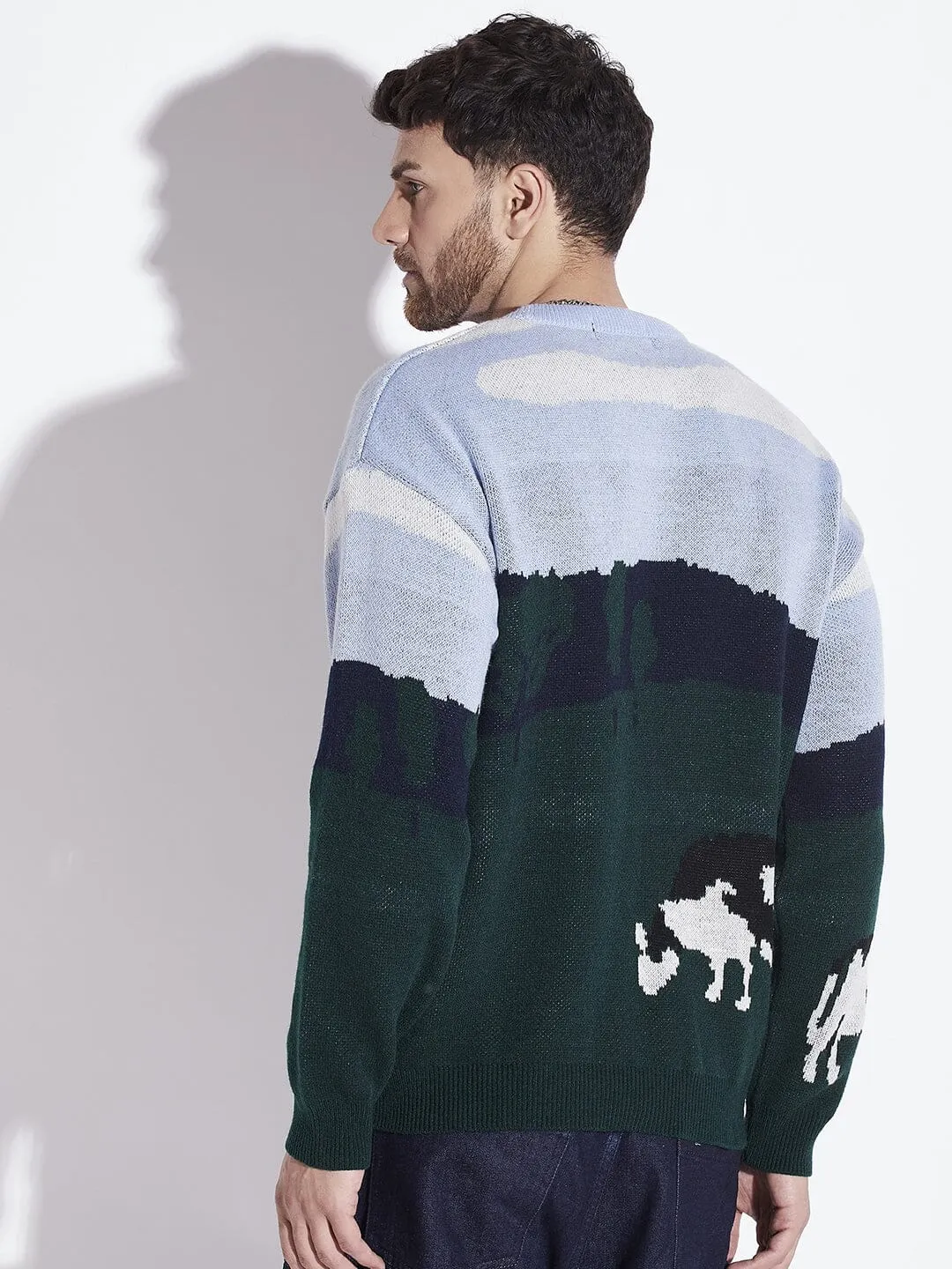 Grazing Scene Graphic Oversized Sweater