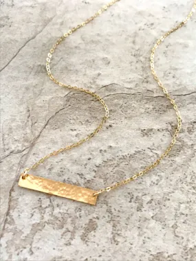 Hammered Gold Bar Necklace