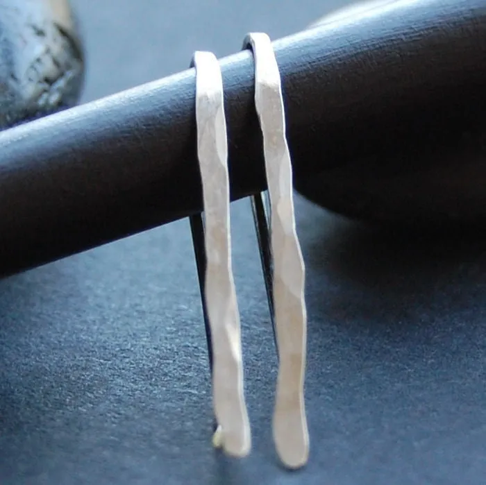 Hammered Rain Hook Earrings in Sterling Silver