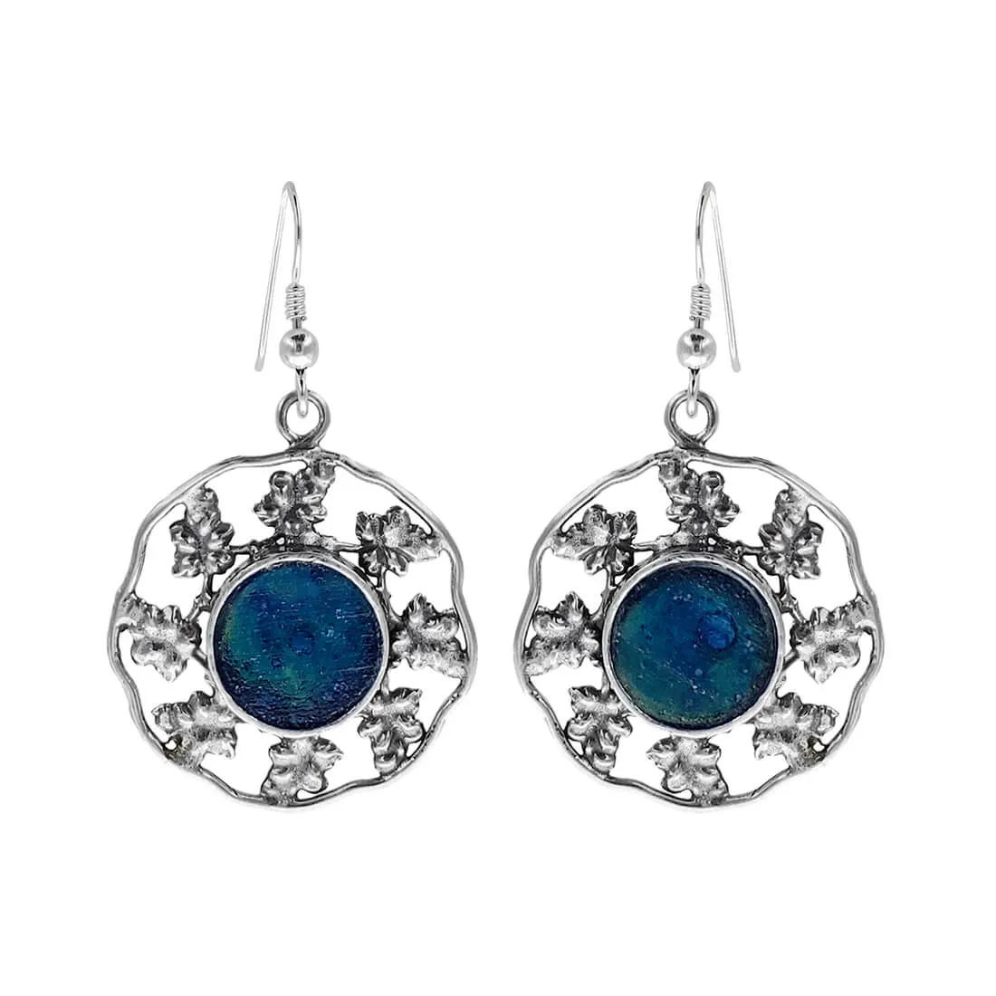 Israeli Roman Glass Spring Forest Earrings