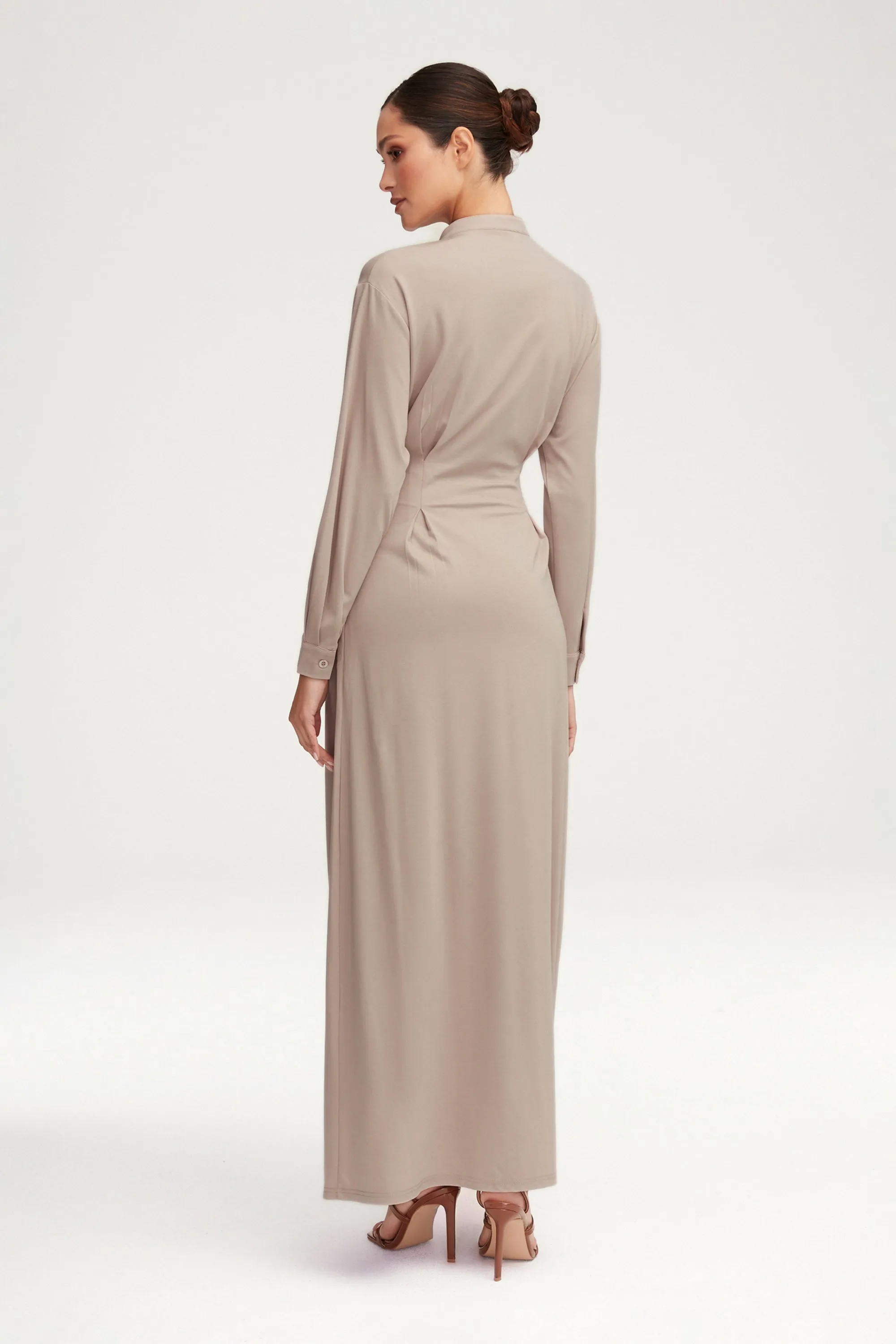 Ivy Jersey Button Down Maxi Dress - Stone