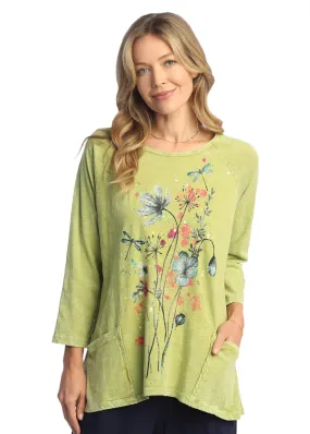 Jess & Jane Primrose tunic, 3/4 sleeve mineral wash