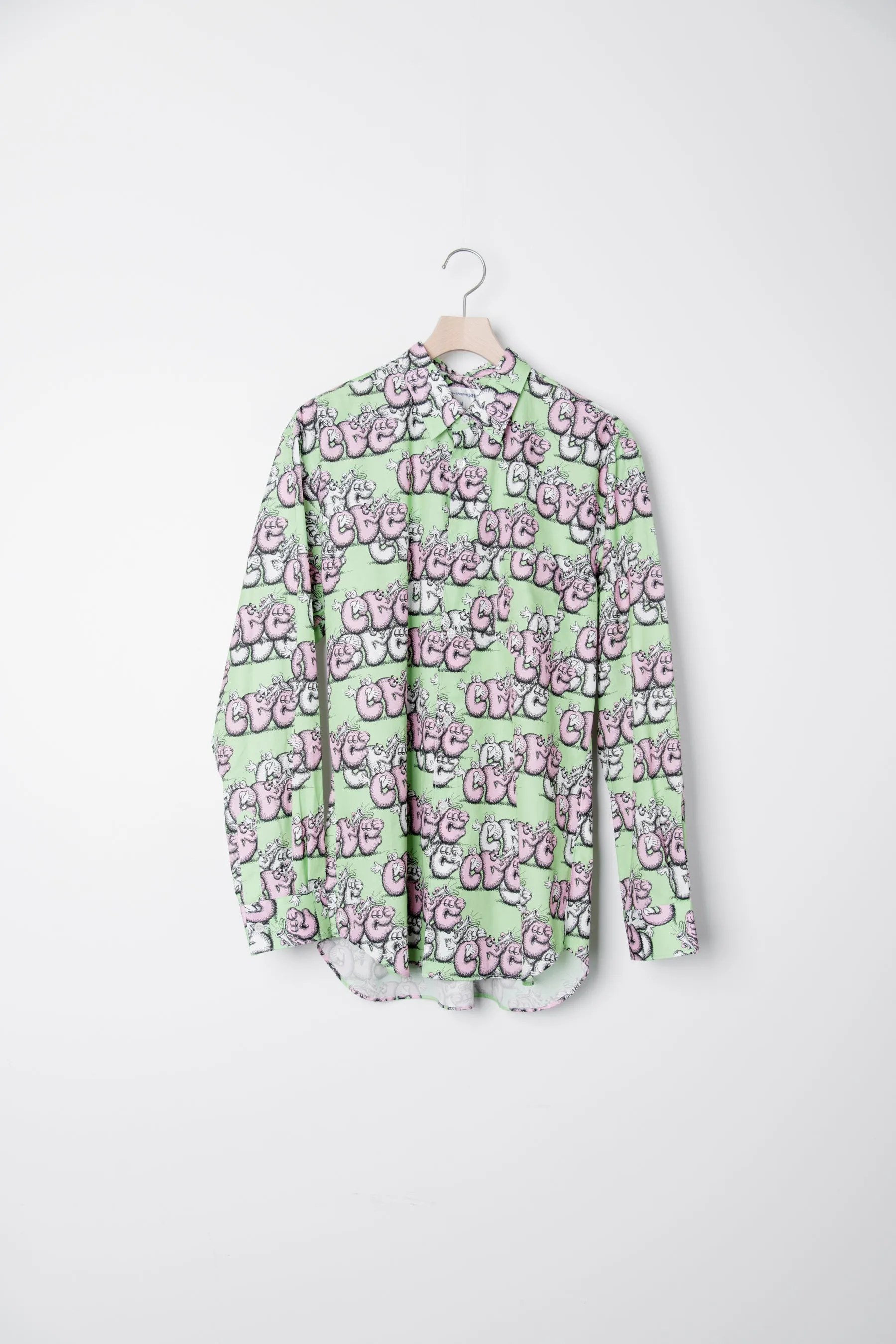 Kaws CDG Logo Print Shirt Green B033