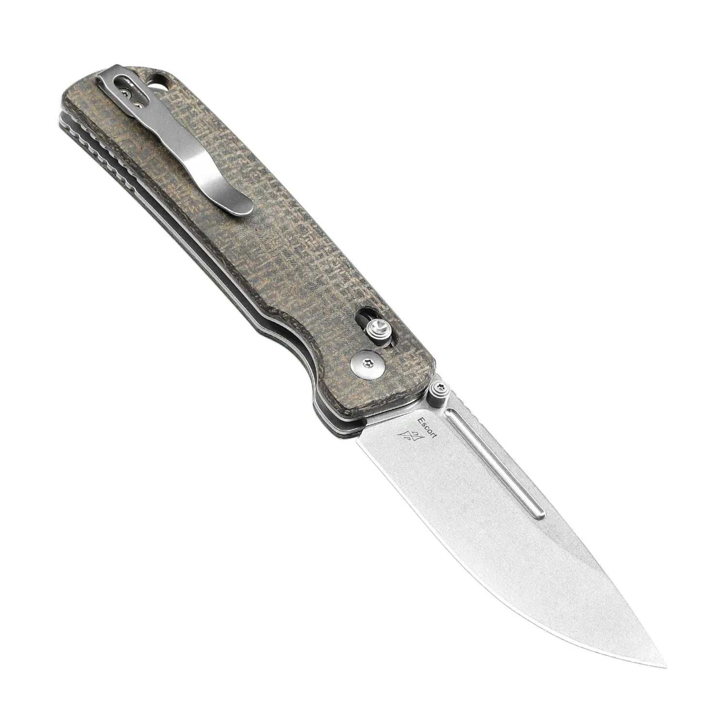 Kizer 154CM Blade Clutch Lock Micarta Handle V4481C2 (3.31 Stonewash)