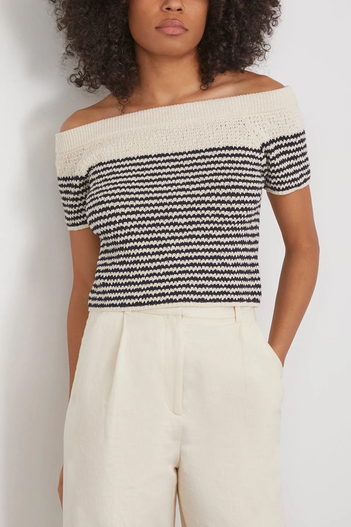 Lawrence Knit Top in Maritime Blue/Cream