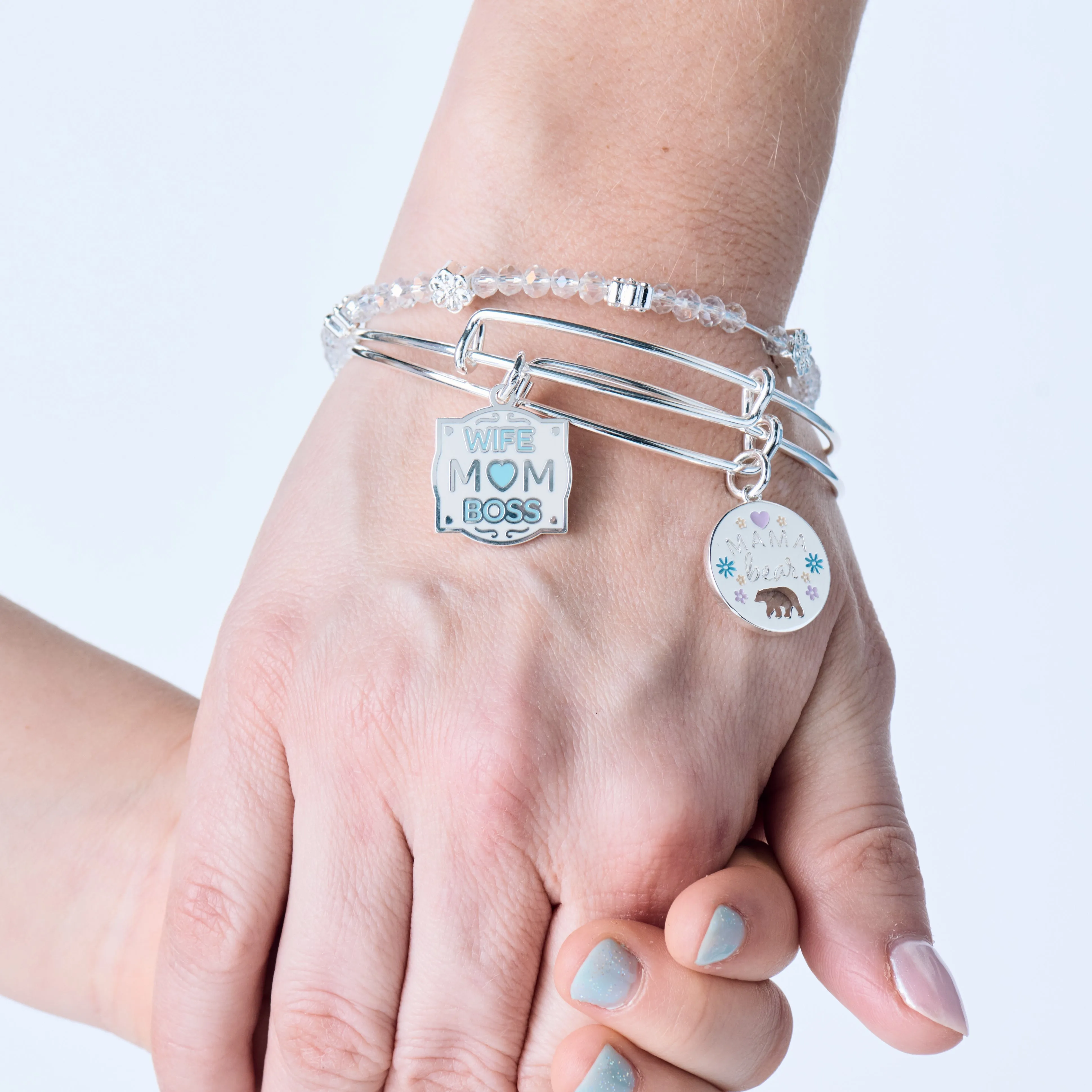 Mama Bear Charm Bangle Bracelet