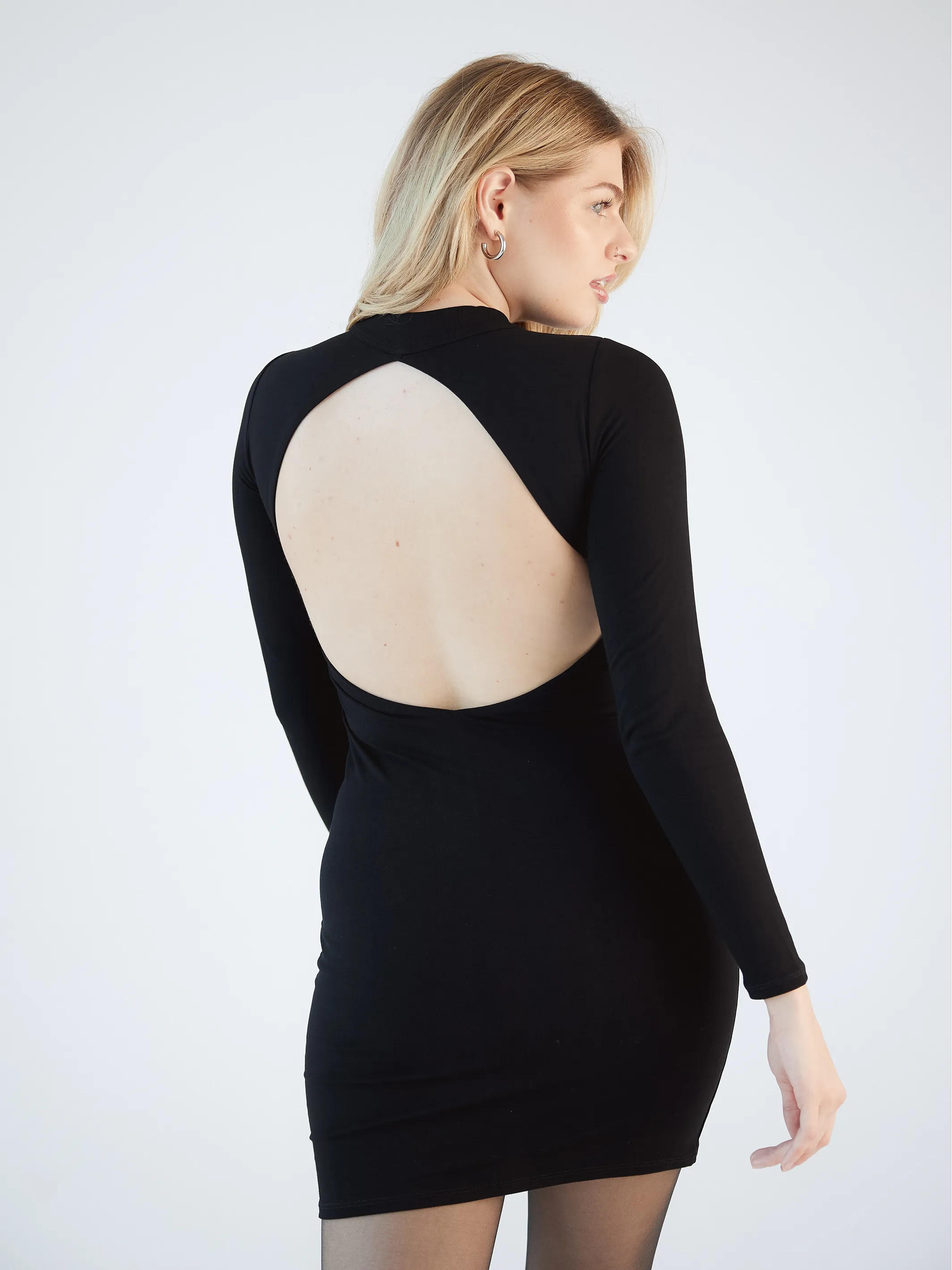 Mock Turtleneck Open Back Brami Dress