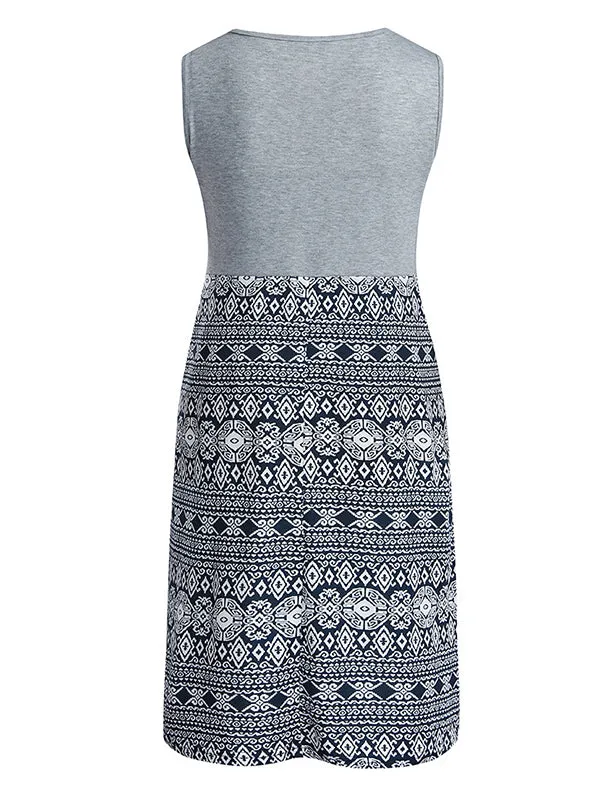 Momnfancy Bohemian Print Draped Nursing Maternity Mini Dress