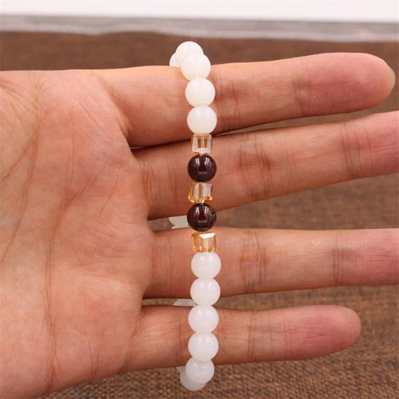 Natural White Chalcedony Charm Bracelet