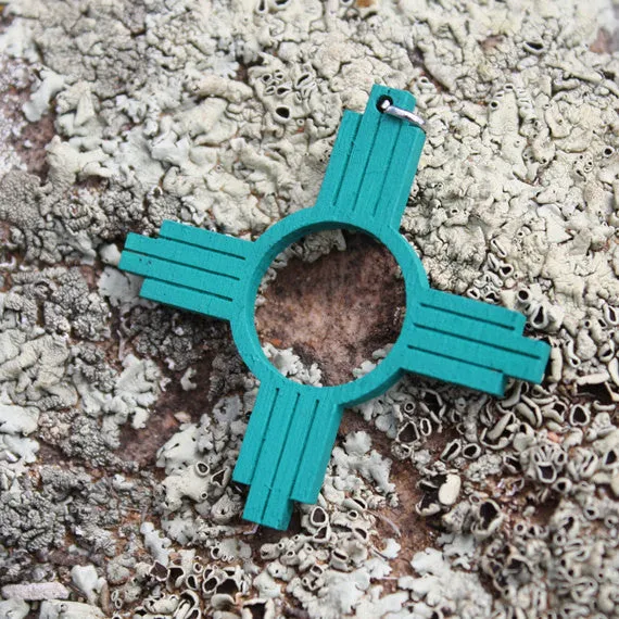 New Mexico Zia Symbol Wood Pendent