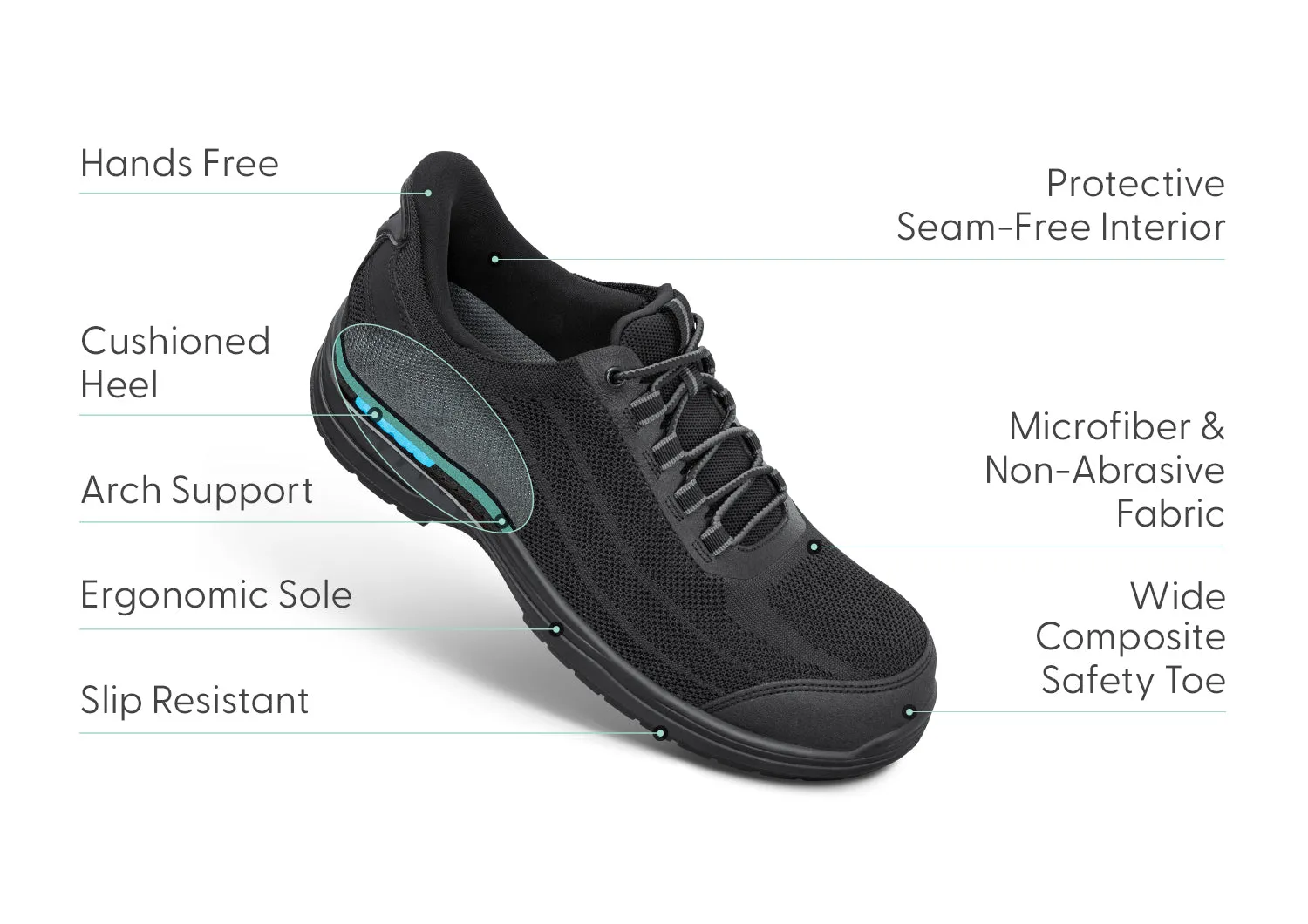 Onyx Hands-Free Work Shoes - Black