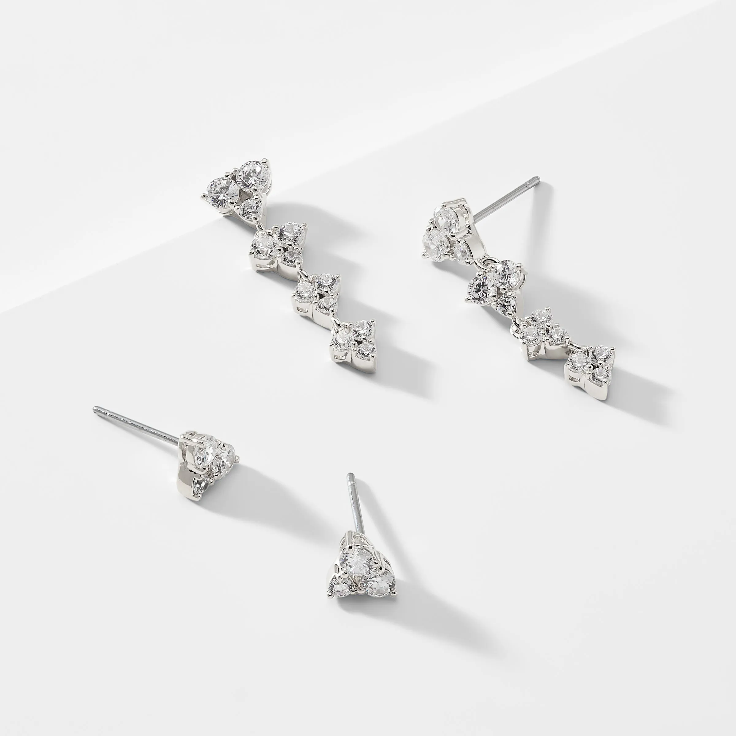 PAVE THE WAY LINEAR AND STUD EARRING SET