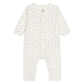 Petit Bateau Baby Long Sleeve Star Print Romper - White Green